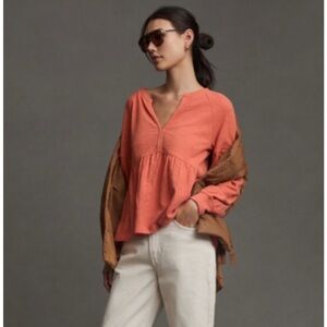 Anthropologie Long-Sleeve Babydoll Top